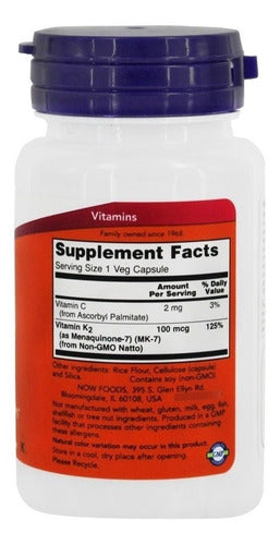 Vitamina K2 (mk7) 100 Mcg. 60 Cápsulas Vegetarianas 