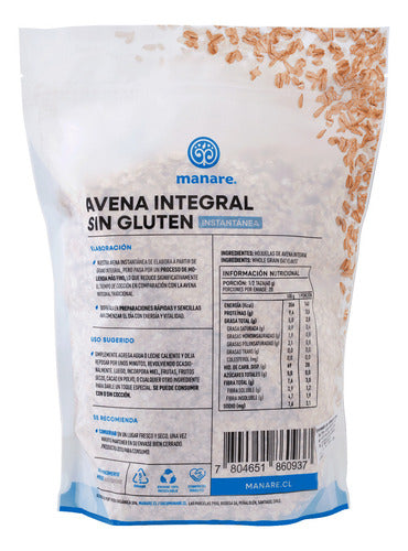Manare- Avena Integral Instantánea Sin Gluten 800 gramos