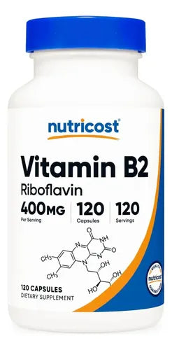 Vitamina B2 Riboflavina 400mg Con 120 Capsulas Nutricost Sabor Sin Sabor