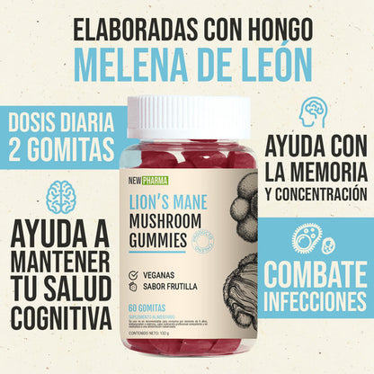 Melena De León Gomitas 60 Unidades Sabor Frutilla