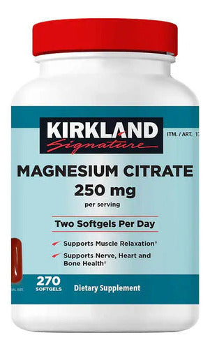 Kirkland- Citrato De Magnesio 250 Miligramos 270 Capsulas Blandas