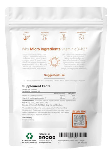 Microingredientes - D3 + K2 5000ui 300 Capsulas