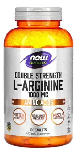 Now Foods L-arginina De Doble Potencia 1000mg 180 Tabs Sabor Sin Sabor