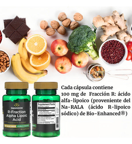 Swanson R Fraction Acido Alfa Lipoico 100mg 60 Caps Sin Sabor