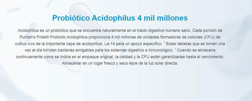 Puritan's Pride - Probiotico Acidophilus 4 Billones, 60 Caps