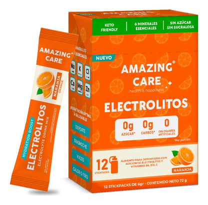 Amazing Care - 12x Electrolitos Bebida Hidratante Naranja