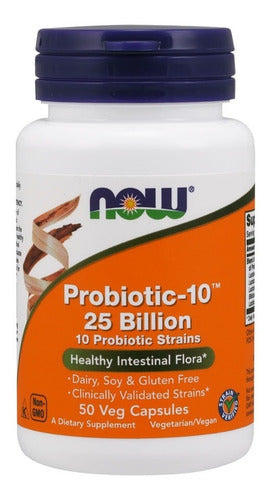 Now Probiótico-10 25 Billones 50 Capsulas Veganas