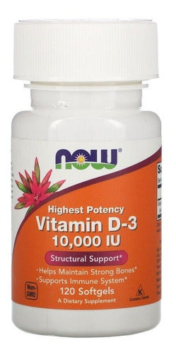 Now - Vitamina D-3, 10000 Ui, 120 Cápsulas