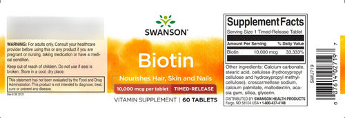 Swanson- Biotina 10000 Mcg 60 Softgels