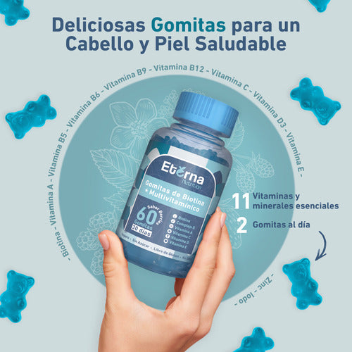 Gomitas Eterna Biotina + Multivitamínico (2 Meses) Sabor Berries