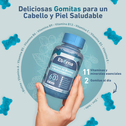 Gomitas Eterna Biotina + Multivitamínico (2 Meses) Sabor Berries