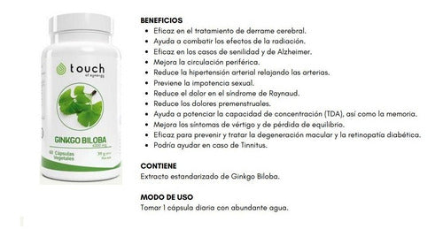 Touch Of Synergy - Ginkgo Biloba 6000mg. (60 Cápsulas)  