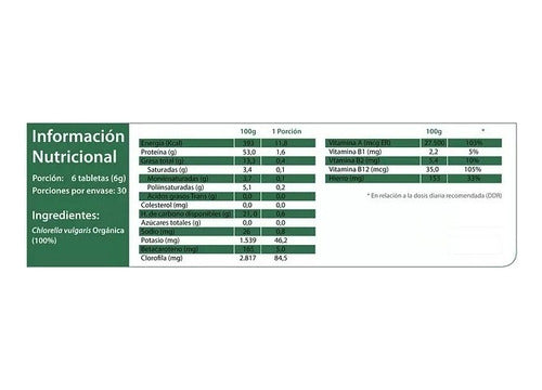 Aquasolar - Chlorella Active 180 Tabletas 100% Orgánicas