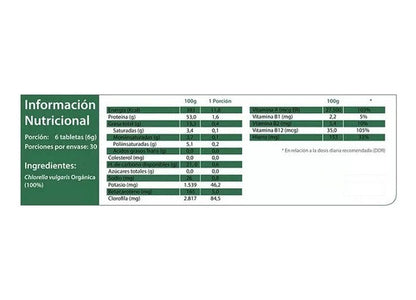 Aquasolar - Chlorella Active 180 Tabletas 100% Orgánicas