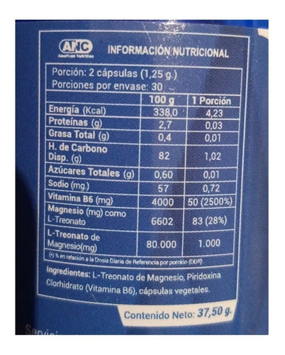 ANC- Treomag (L-treonato De Magnesio + B6) 60 Cápsulas