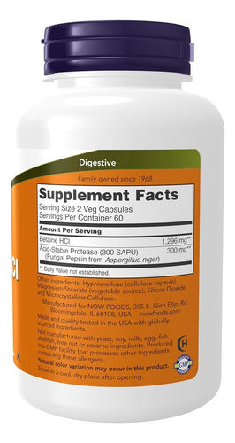 Now - Betaine Hci 648mg, 120capsulas
