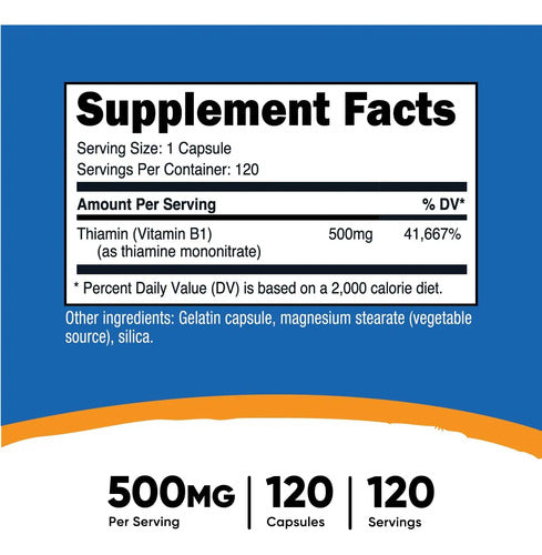 Nutricost - Vitamina B1 Tiamina 500mg 120 Caps N/a