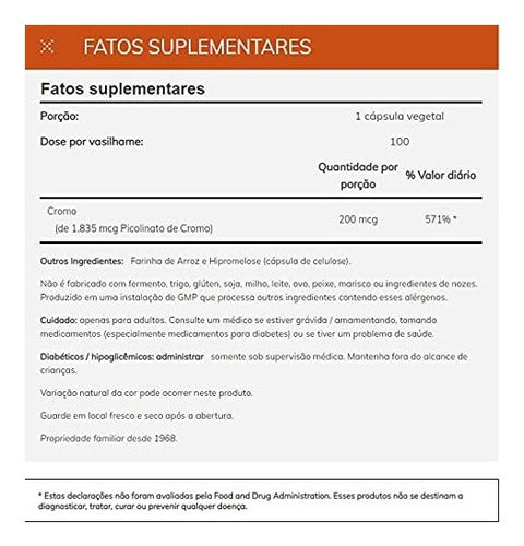 Now - Picolinato De Cromo, 200 Mcg 100 Caps