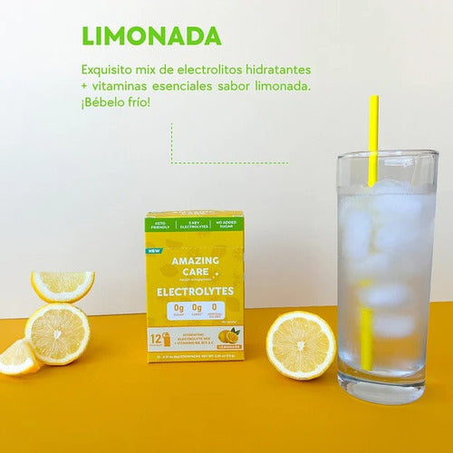 Amazing Care - Electrolitos Limonada 12 Stickpacks