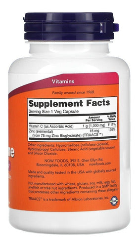 Now Foods C 1000 Y Zinc Inmune 90vegcaps