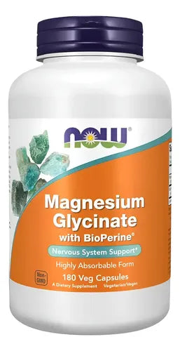 Now - Glicinato De Magnesio Con Bioperine 180 Cápsulas N/a