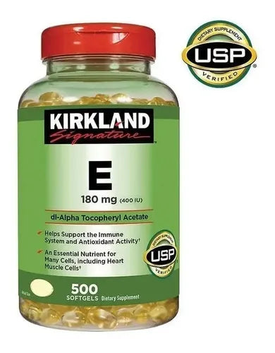 Kirkland Signature- Vitamina E 180 Miligramos 400 IU 500 Cápsulas Blandas
