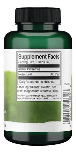 Swanson- Hoja De Neem 500 Mg 100 Cápsulas