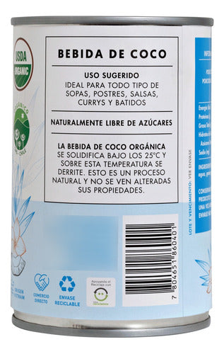 Manare- Leche De Coco Orgánica 400 Ml