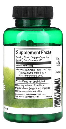 Swanson - Garcinia Cambogia Pura (control De Peso) 120 Caps