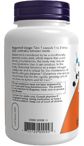 Now Foods L-glutamina 500 Mg 120 Cápsulas Vegetales Sfn