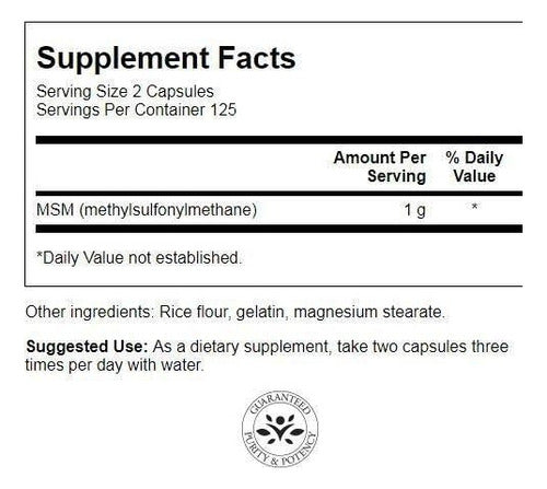 Swanson- Msm Cartílago, Colágeno, Tendones 500mg 250 Capsulas