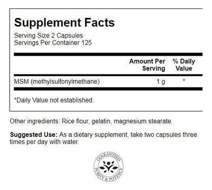 Swanson- Msm Cartílago, Colágeno, Tendones 500mg 250 Capsulas