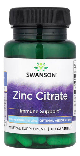 Swanson Citrato De Zinc 60 Cápsulas De 50mg Sin Sabor