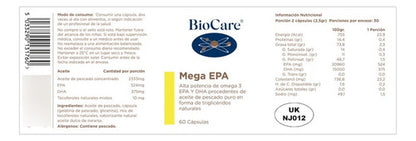 Biocare -  Mega Epa 60 Caps Aceite De Pescado