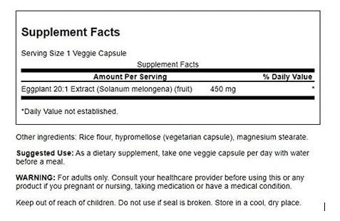 Swanson Extracto De Berenjena 450mg Apoyo Cerebral, Digestiv