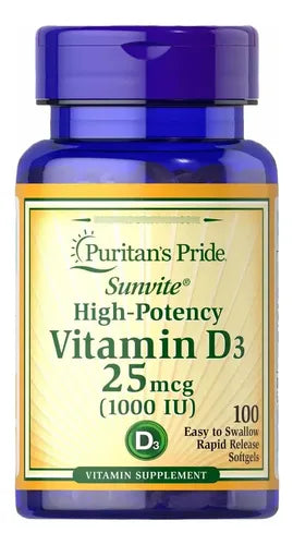Puritan's Pride - Vitamina D3 25mcg 1000 Iu 100 Cáps Blandas N/a