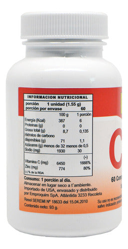 Vitamina C 1000 Mg + Zinc X 60 Comprimidos