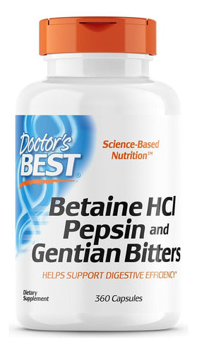 Doctor Best Betaina Hcl Pepsin Gestian Bitters 360 Cápsulas