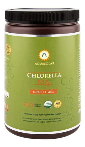 Aquasolar - Chlorella Raw 600g Polvo 100% Orgánico