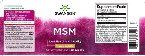 Swanson- Cartílago, Colágeno, Tendones , Msm 1500mg 120capsulas