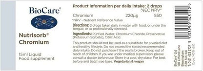 Biocare - Cromo Chromium 15ml (control Azúcar En Sangre)