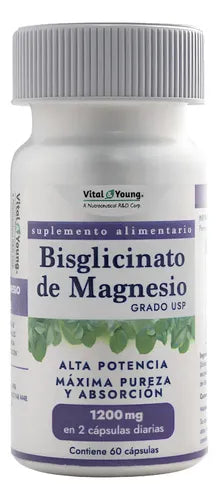 Vital & Young- Bisglicinato De Magnesio 1200 Mg  60 Cápsulas