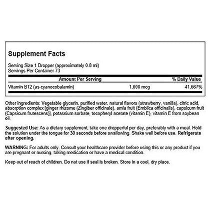 Swanson- B12 Gotas Sublingual 1,000mcg 59 Ml