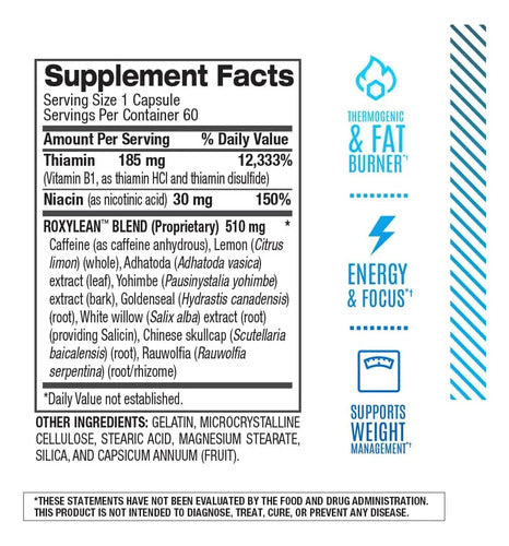 Roxylean Bpi Sports Quemador Grasa Termogénico 60 Cápsulas Sin Sabor