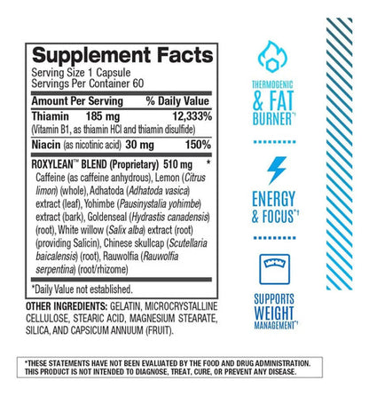 Roxylean Bpi Sports Quemador Grasa Termogénico 60 Cápsulas Sin Sabor