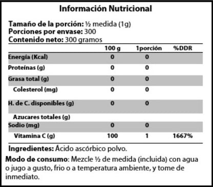 Magmagen- Vitamina C 100% En Polvo 300 Gramos