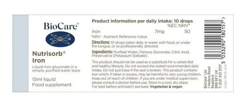 Biocare - Hierro Iron Líquido Globulos Rojos 15 Ml