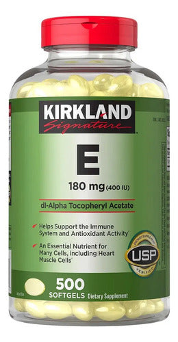 Kirkland Signature- Vitamina E 180 Miligramos 400 IU 500 Cápsulas Blandas