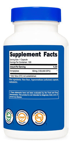 Nutricost Serrapeptasa 120,000 Spu 120 Cáps
