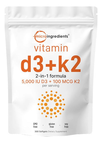 Microingredientes - D3 + K2 5000ui 300 Capsulas